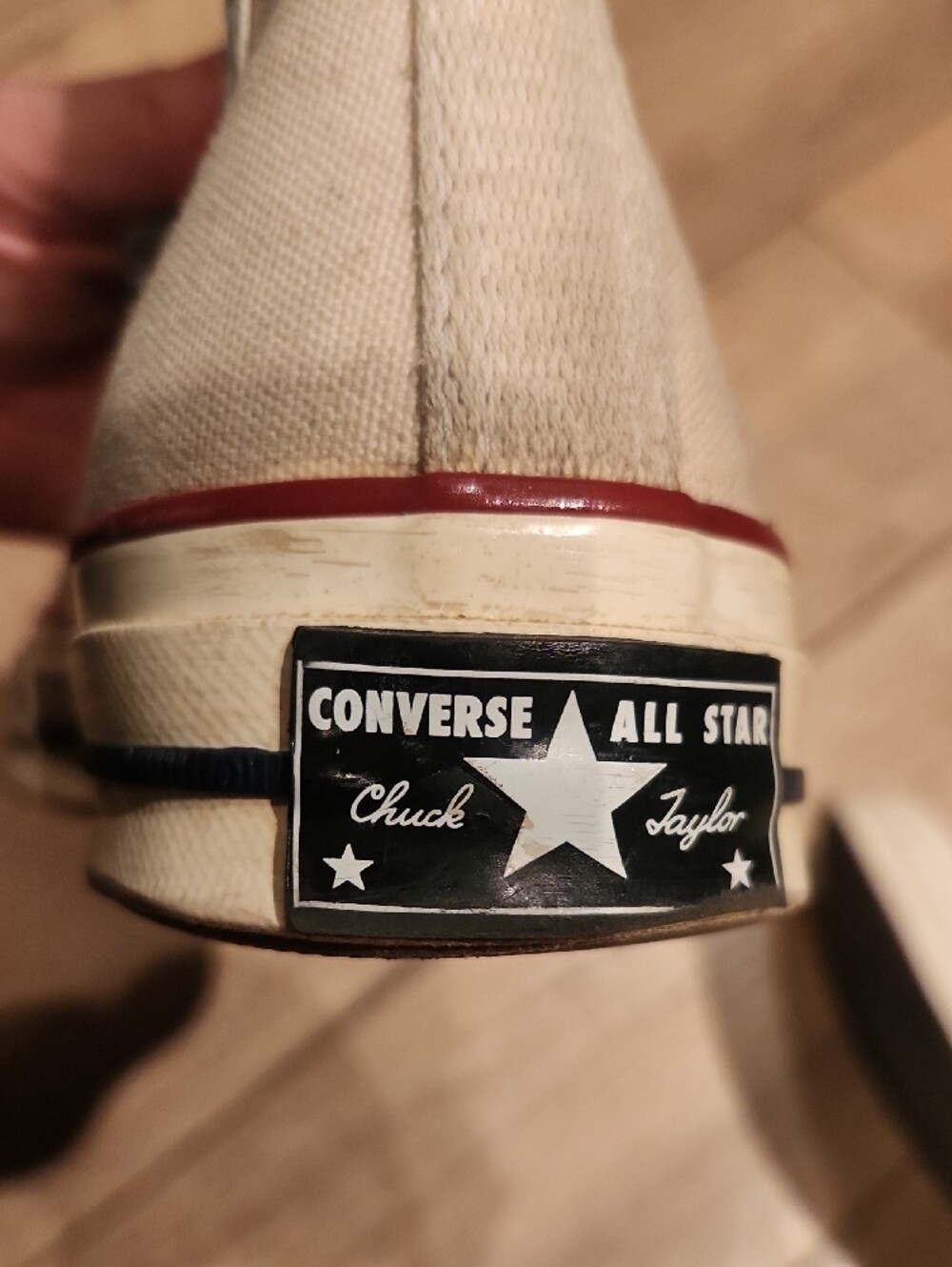 Converse High-Top Sneakers in Cream with Red Trim - Picture 13 of 16